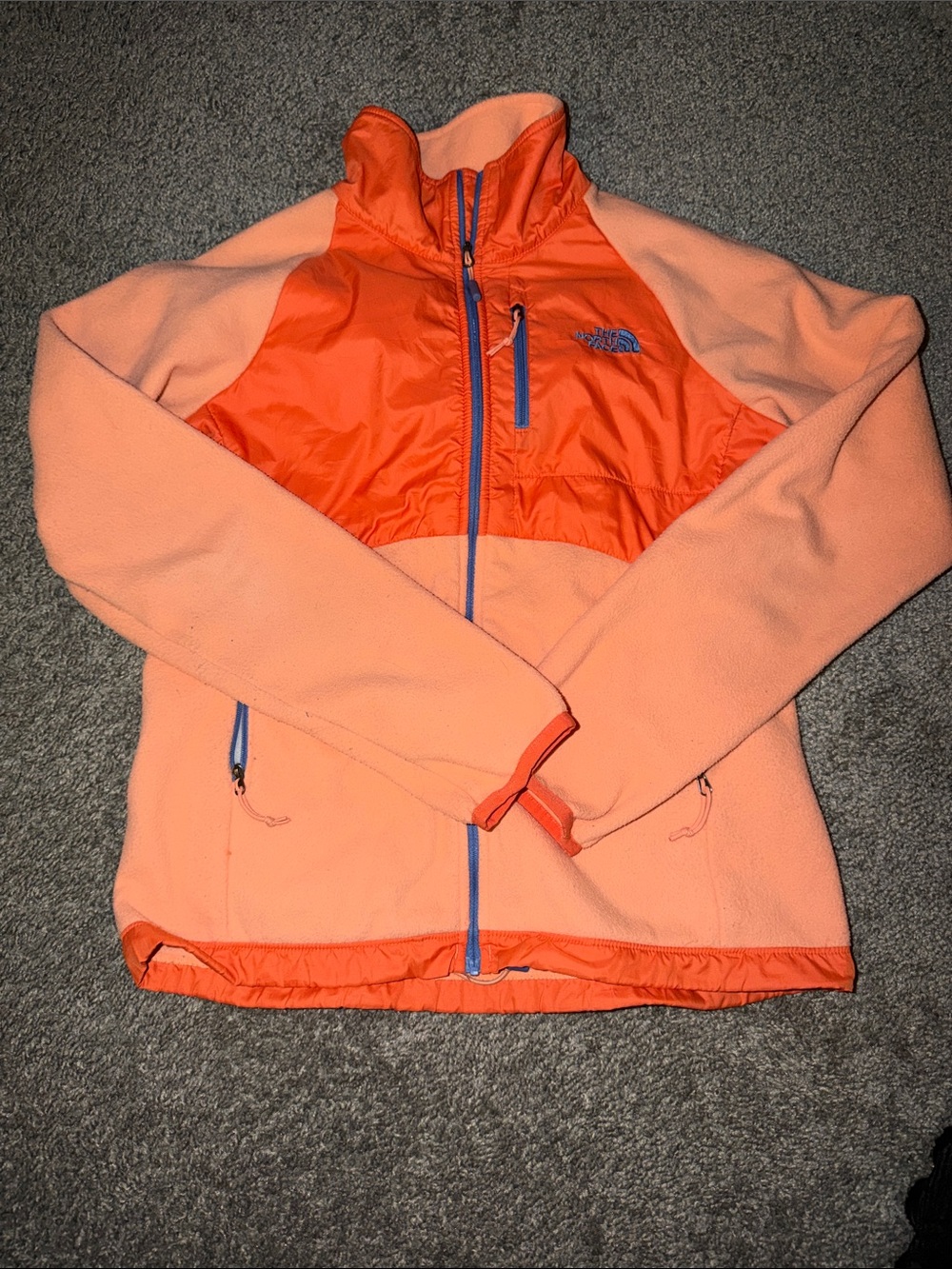 The North Face Peach Fleece Jacket with Orange Chest Panel